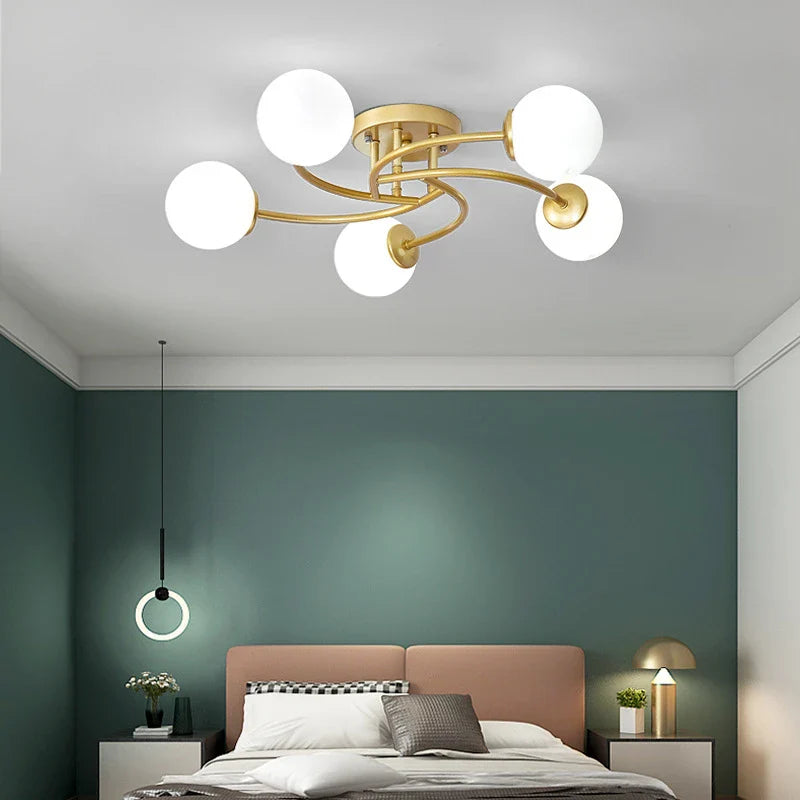Afralia™ Simple Glass Bulb LED Ceiling Light Fixture for Modern Living Room and Kitchen