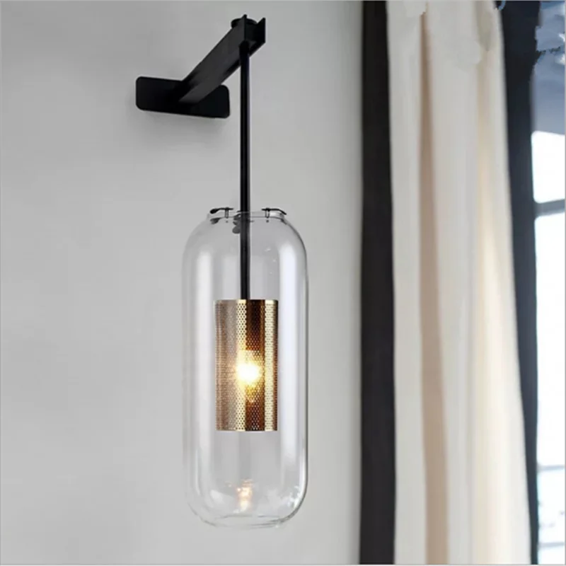Afralia™ Gold Glass Wall Lamp: Post-modern E14 Industrial Sconce for Home Decor