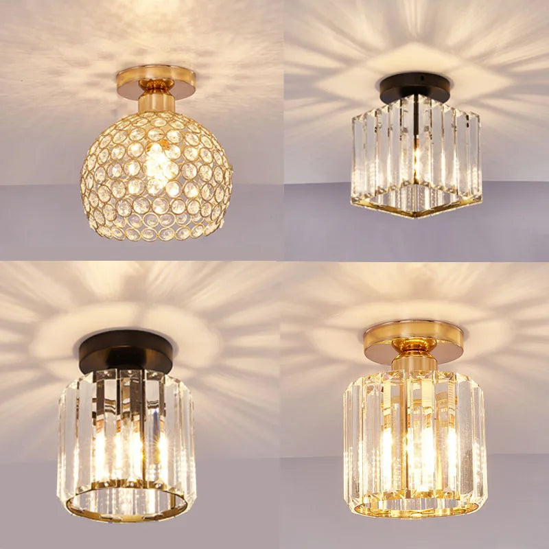 Afralia™ Nordic Crystal LED Ceiling Light Luxury Modern Round Square Aisle Downlight