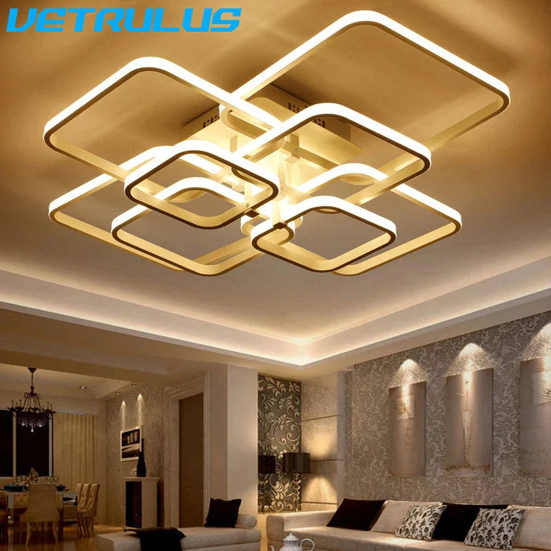 Afralia™ White Acrylic Chandelier LED Ceiling Lamp for Living Dining Room Home Decor