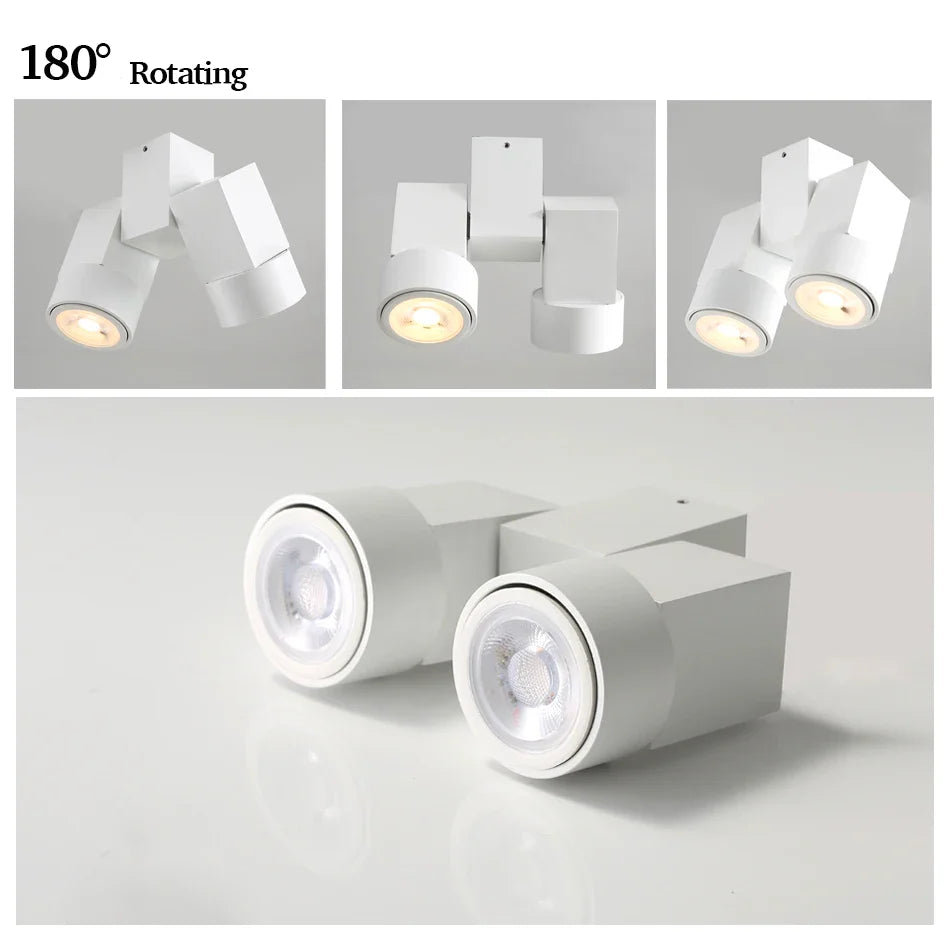 Afralia™ 180 Adjustable LED GU10 Downlight Surface Mount Spotlight