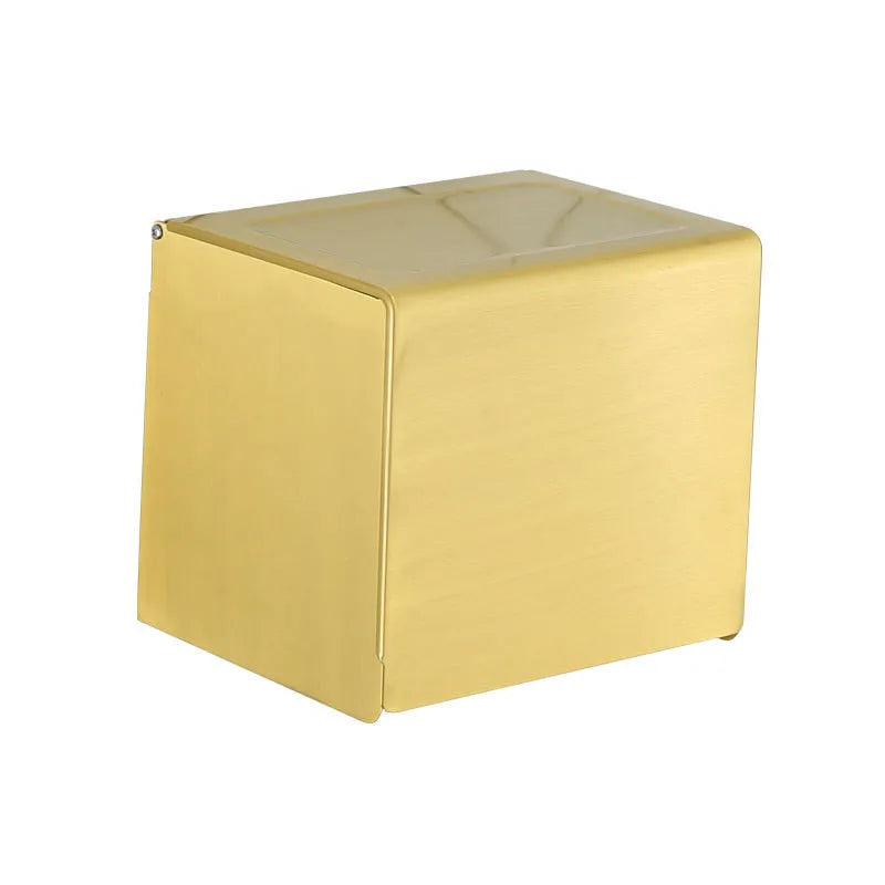 Afralia™ Aluminum Brushed Gold Toilet Paper Holder Rack Tissue Box - Bathroom Roll Storage