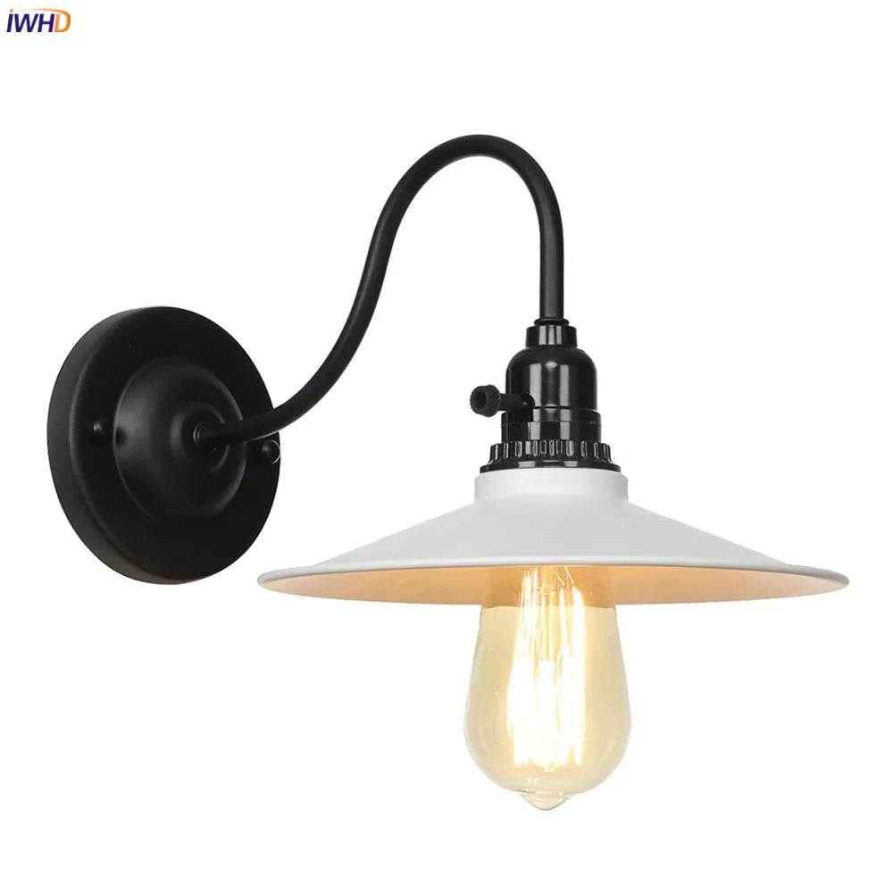 Afralia™ Vintage Industrial Wall Lamp Sconce LED - White Antique Loft Stair Bedroom