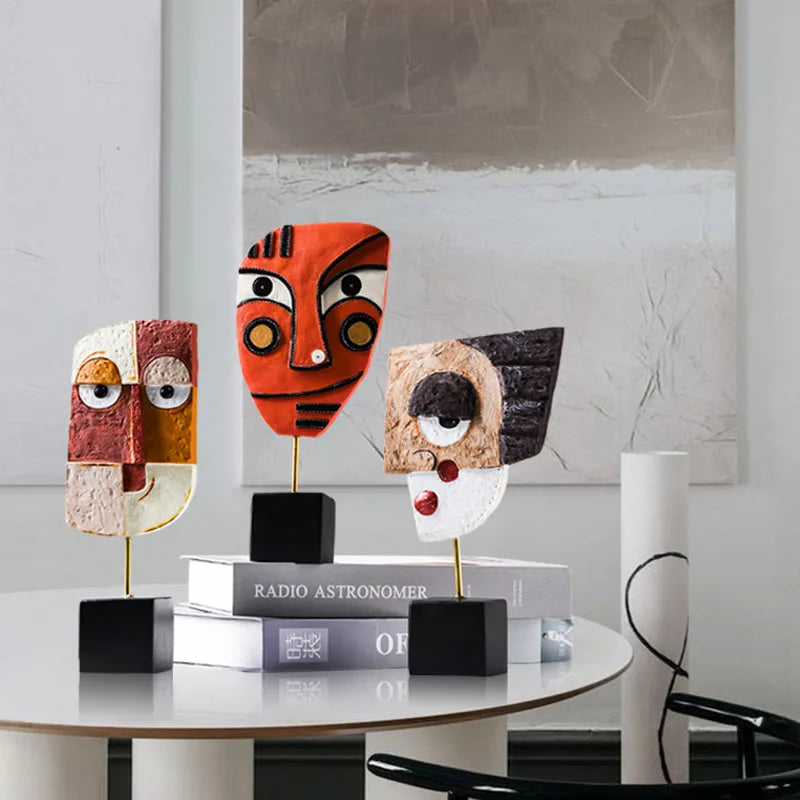 Afralia™ Resin Face Art Abstract Tabletop Figurines Home Decoration Ornament