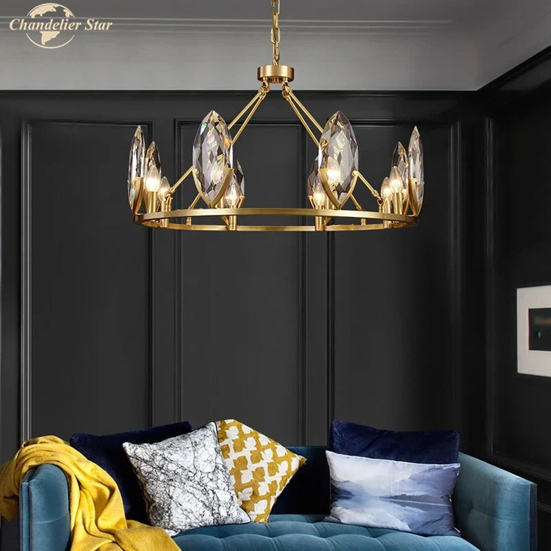 Afralia™ Crystal Chandelier LED Lighting Fixture for Luxurious Living Spaces