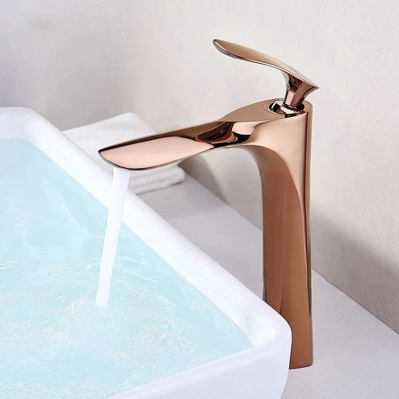 Afralia™ Gold Basin Faucet with Single Handle Hot & Cold Water Mixer Deck Mount