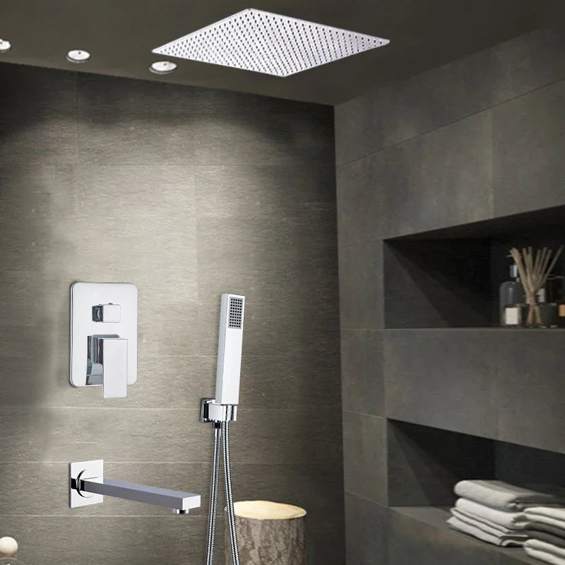 Afralia™ 16" Big Rain Shower Faucet Set with Handshower & Brass Spout