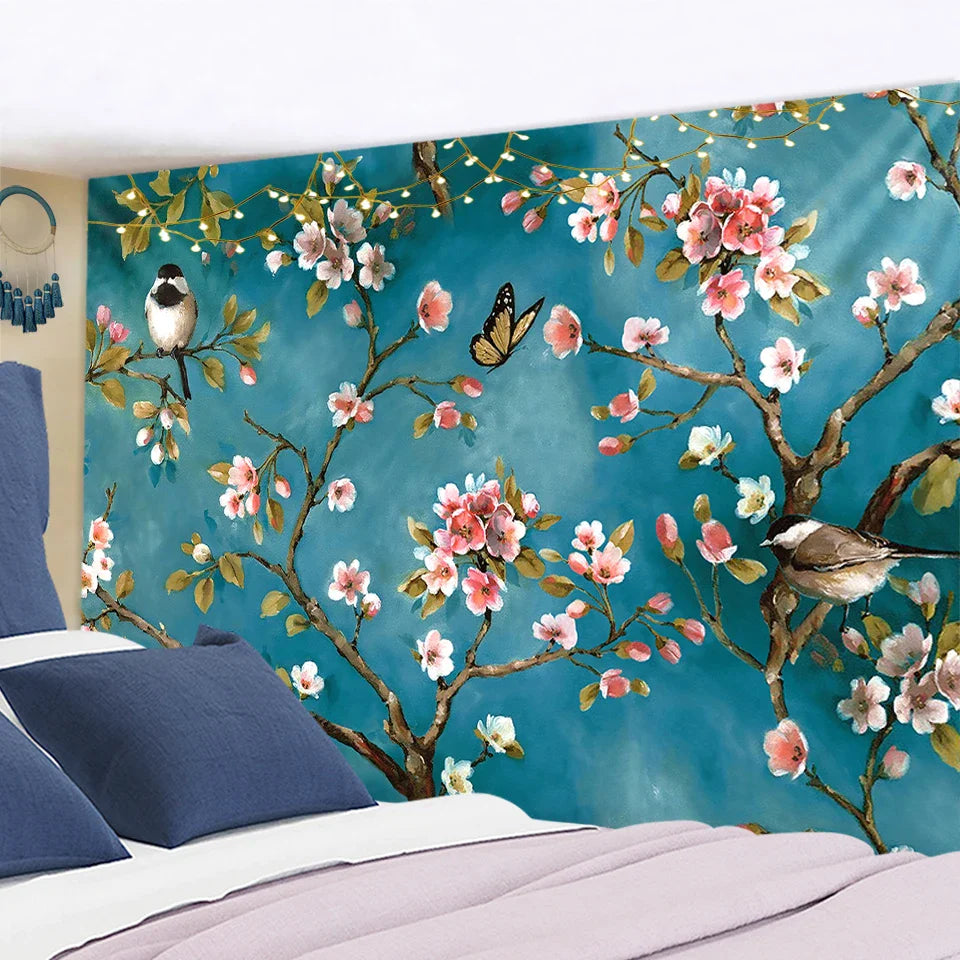 Afralia™ Botanical Wildflower Tapestry Wall Hanging Flower Chart Hippie Bohemian Tapestries