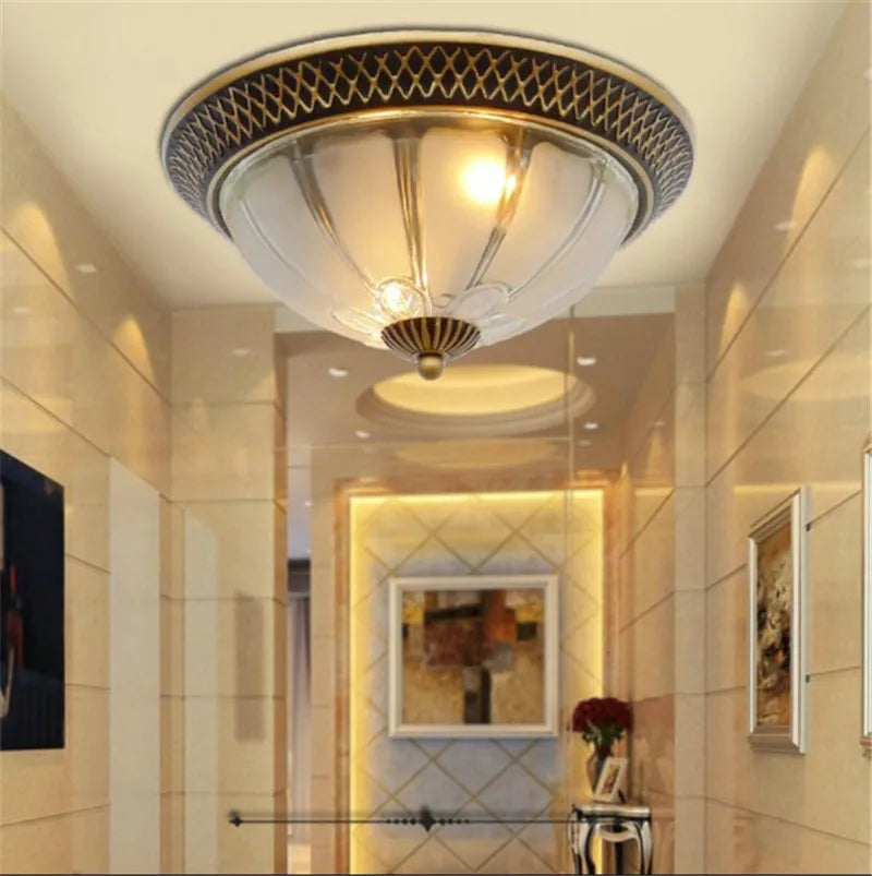 Afralia™ Round Vintage LED Ceiling Lights for Bedroom, Kitchen, and Corridor