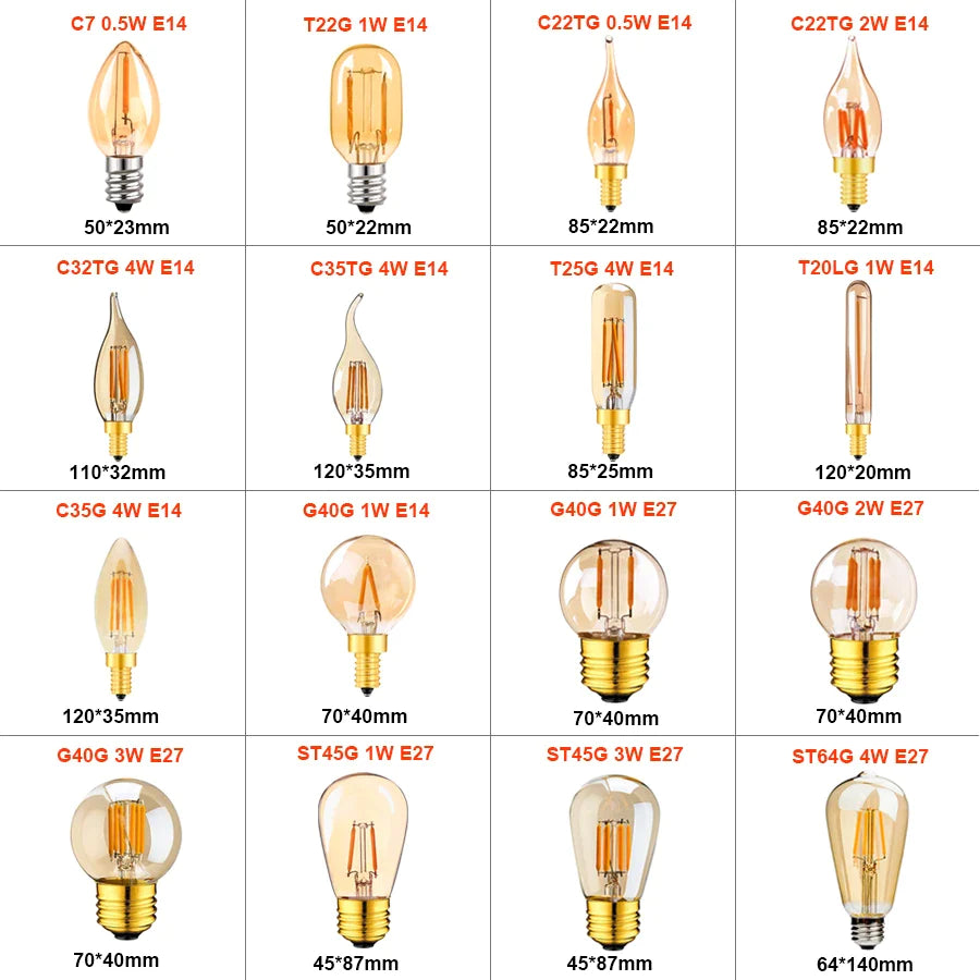 Afralia™ Dimmable Vintage LED Filament Bulb T22 1W Decorative Retro Lighting Lamp