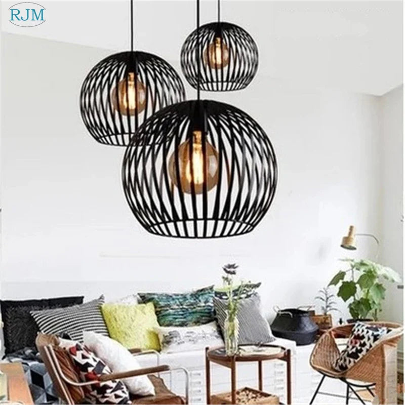 Afralia™ Vintage Industrial Iron Pendant Lights for Restaurant Bar Living Room