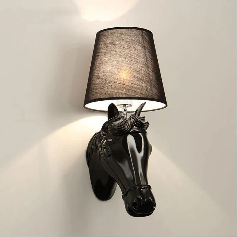 Afralia™ Horse Wall Lamp: Retro Resin Light for Living Room, Bedroom, or Hotel Corridors