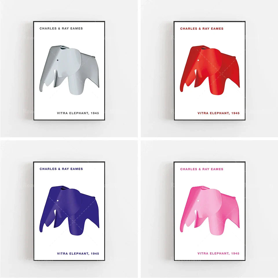 Afralia™ Elephant Bauhaus Canvas Print for Children's Room Wall Decor