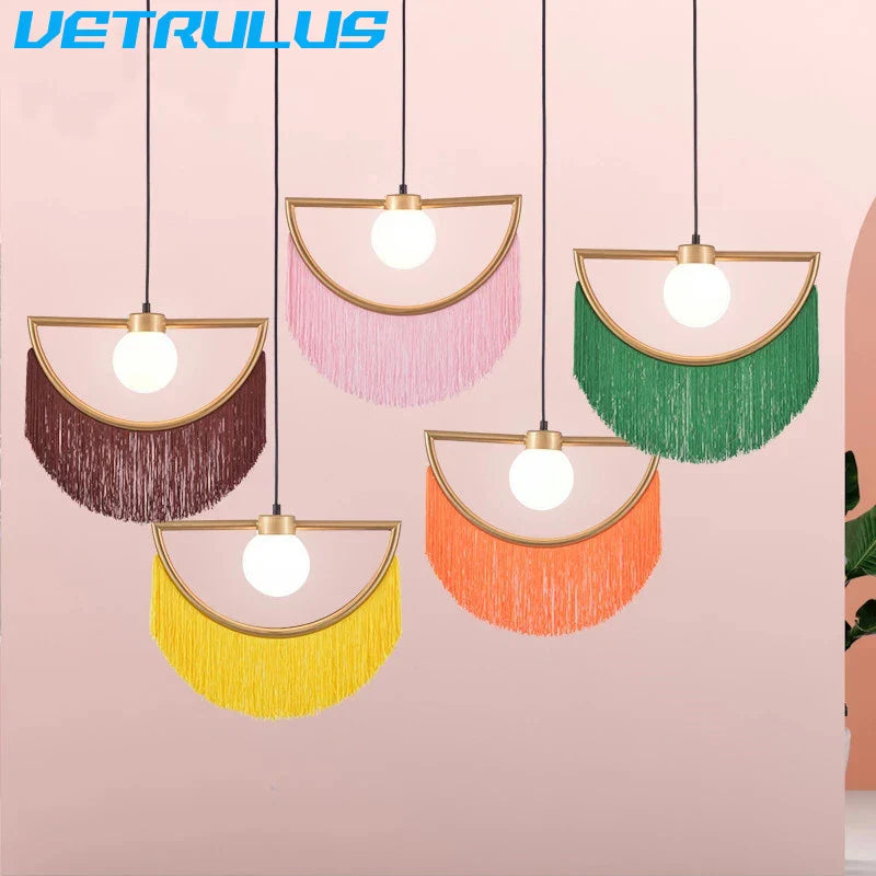 Afralia™ Tassels Chandelier: Vintage Nordic Pendant Light for Living & Dining Room Decor