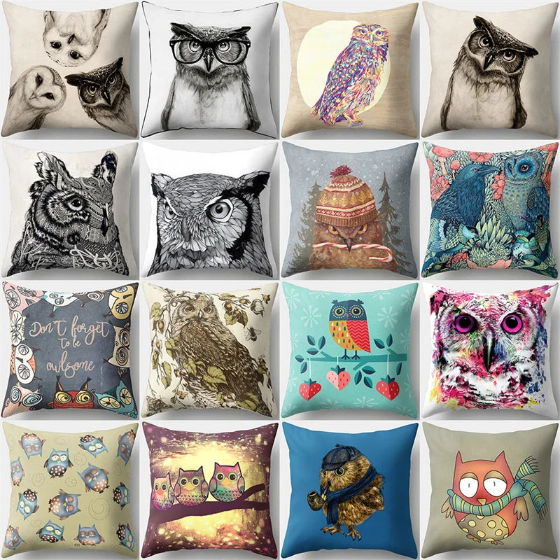 Afralia™ Cute Owl Cushion Pillow Cover for Home Sofa Bedroom Decor