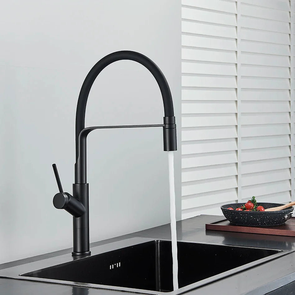 Afralia™ Matte Black Kitchen Faucet Pull Down Single Handle Mixer Tap