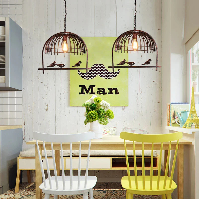 Afralia™ Vintage Plant Pendant Lights Bird Cage Industrial Pendant Lamp for Home Decor