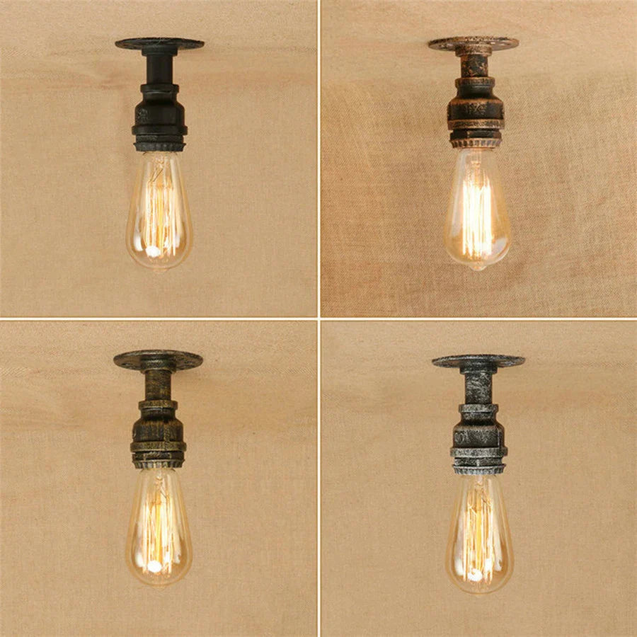 Afralia™ Vintage E27 Iron Pipe Ceiling Light for Loft Indoor Lighting Fixtures
