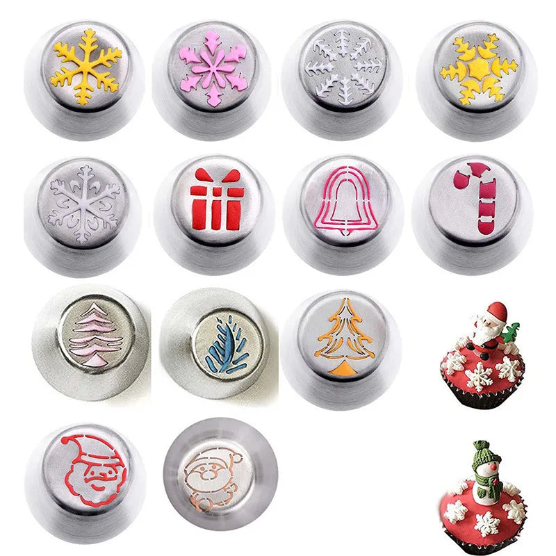 Afralia™ Christmas Series Cake Decorating Nozzles Set