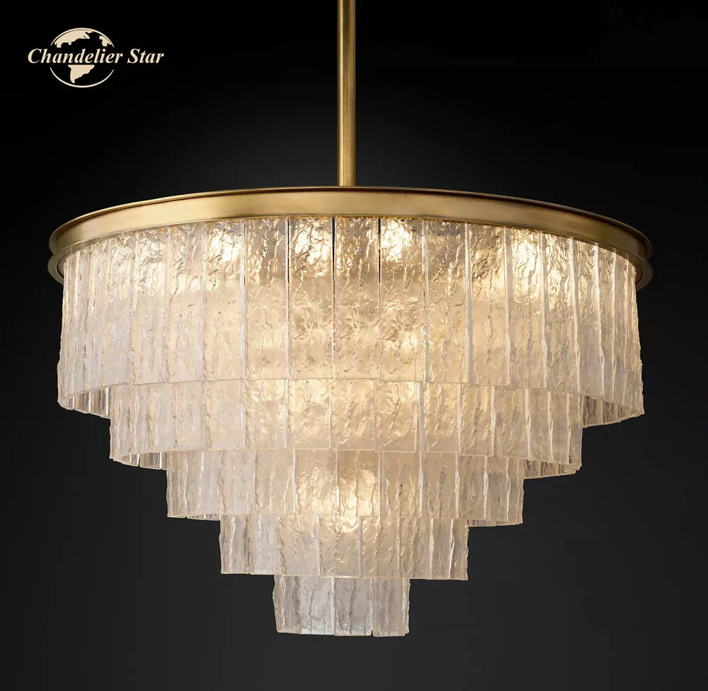 Afralia™ Glace Modern Glass Chandelier for Living Dining Room, Farmhouse Hanging Lamp