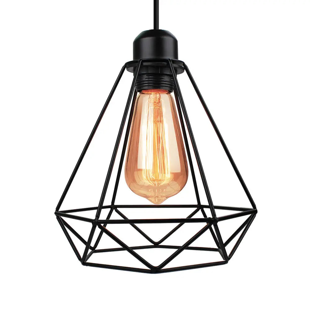 Afralia™ Industrial Vintage Iron Cage Pendant Light for Home Kitchen Living Room Décor