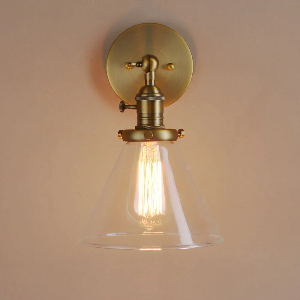 Afralia™ Funnel Glass Wall Lamp E27 Sconce Modern Bedroom Light Fixtures