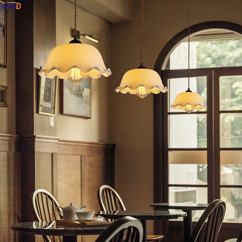 Afralia™ Vintage Green Glass Artistic Pendant Lamp for Bar Restaurant Cafe Retro Lighting