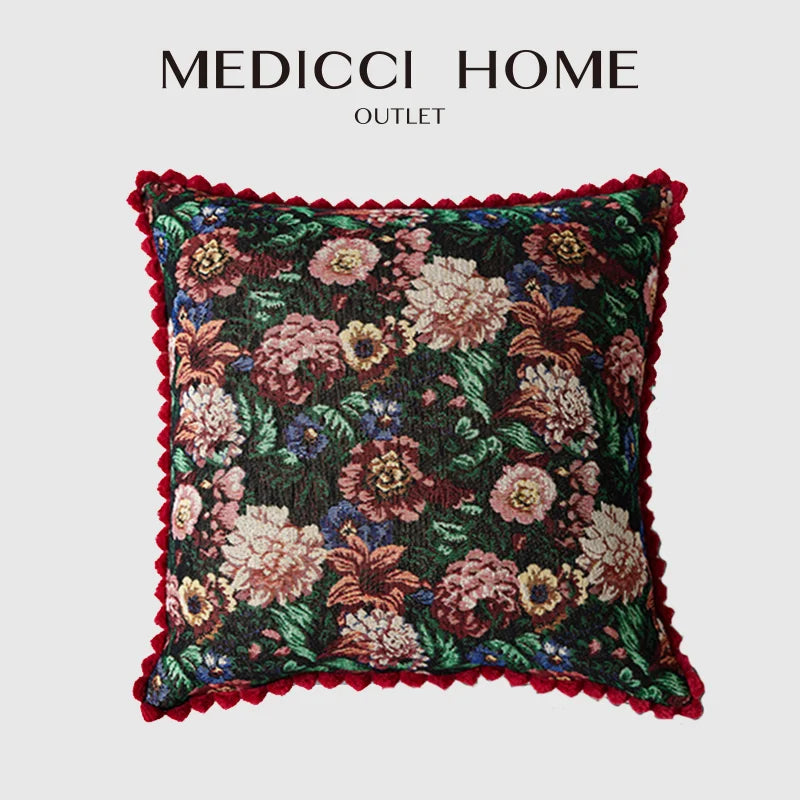 Afralia™ Jacquard Farmhouse Decor Pillow Case 45x45cm European Retro Style Floral Evening