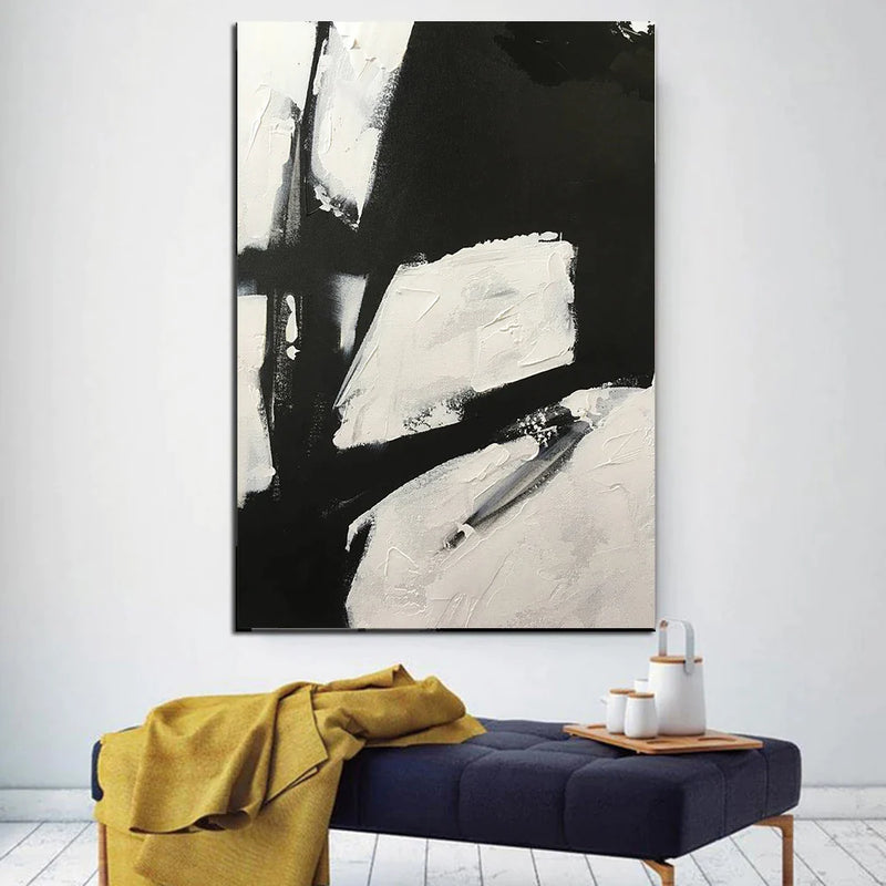 Nordic Plant Photography Black White Abstract Wall Art Prints for Living Room by Afralia™