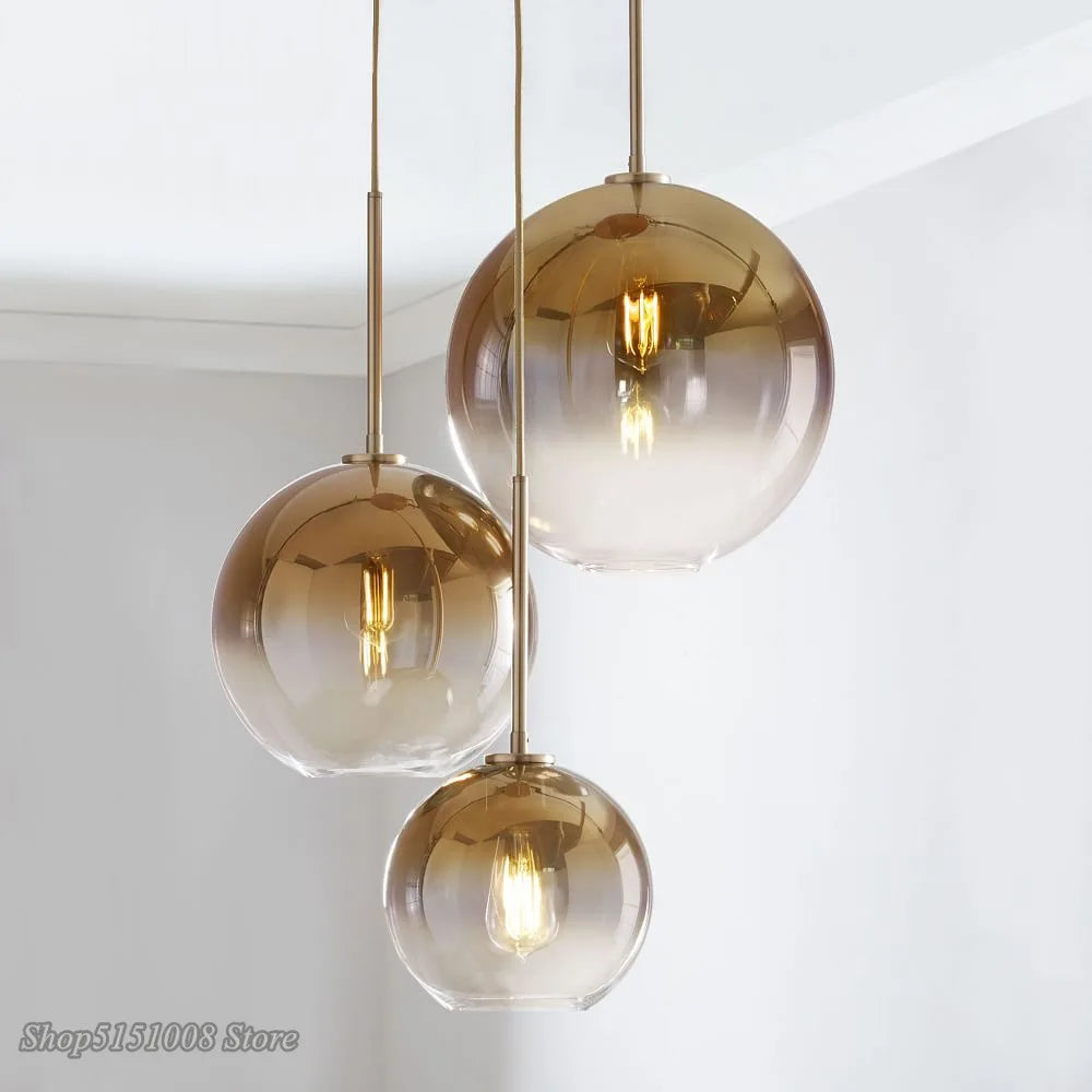 Afralia™ Glass Ball LED Pendant Light: Modern Silver Gold Nordic Kitchen Decor