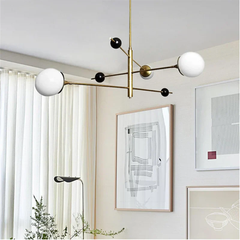 Afralia™ Orbital LED Sputnik Chandelier, 3-Tier Glass Globe, Rotatable Metal Pipe
