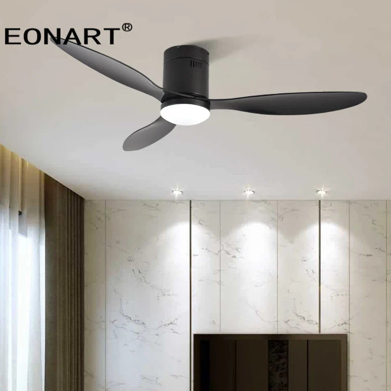 Afralia™ 52" Black DC Ceiling Fan, Remote Control, No Light