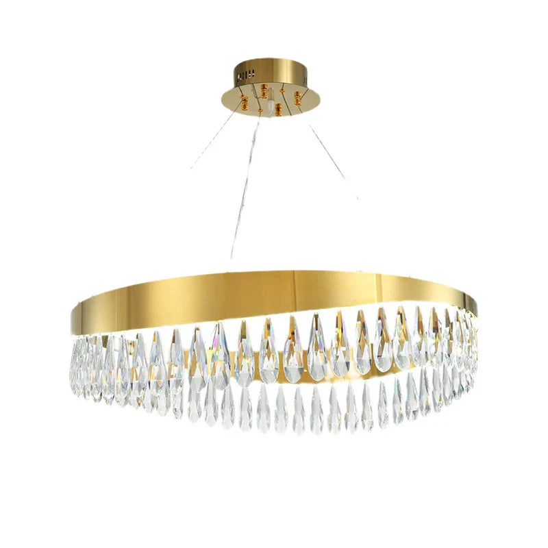 Afralia™ Golden Crystal Stainless Steel Chandelier for Dining Room