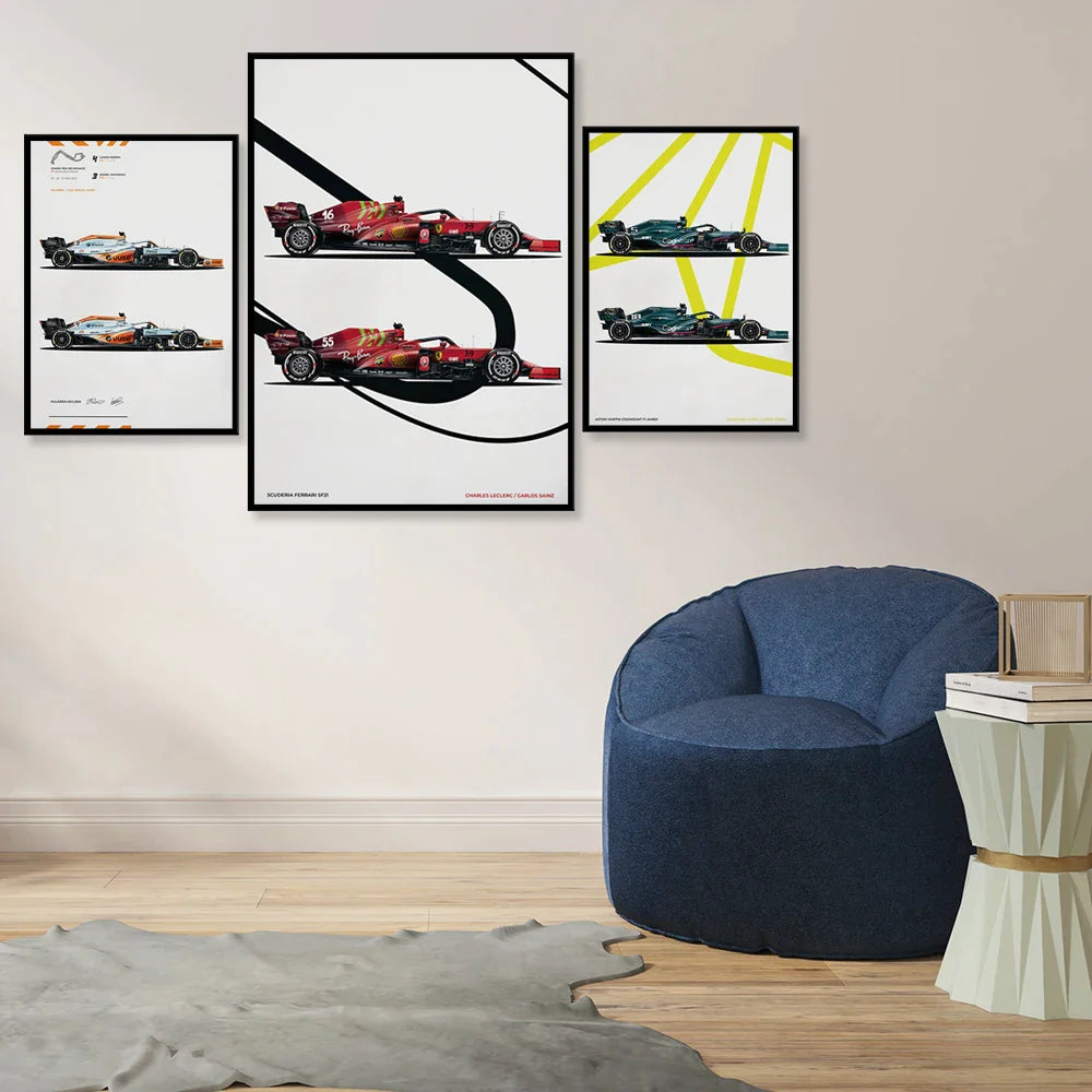 Racing Car Gift Wall Art Canvas Painting for Living Room Home Decor - Afralia™ BYY167