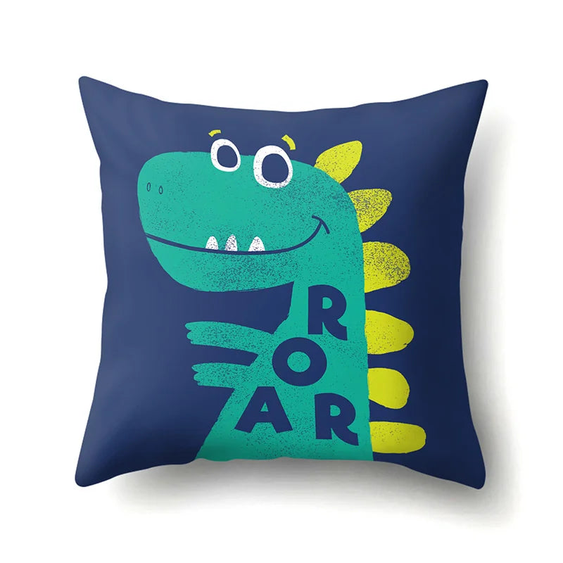 Afralia™ Dino Baby Pillowcase: Cute Dino Drive Car Letter Cushion Cover for Bedroom Decor
