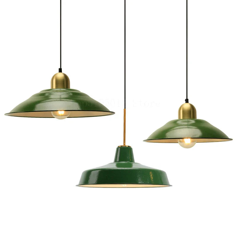 Afralia™ Vintage Green Pendant Chandelier: Industrial Nordic Style Ceiling Lamp for Home Decor