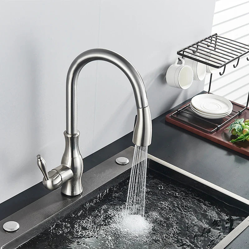Afralia™ Smart Touch Kitchen Faucet: Sensor Dual Outlet Mixer Taps, 360 Rotation, Nickel/Black