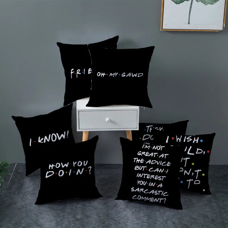 Afralia™ Classic Letters Cushion Cover | Friendship Alphabet Motto Pillowcase for Home and Office