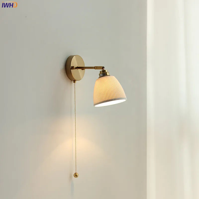 Afralia™ Nordic Ceramic Copper Wall Sconce LED Indoor Lighting