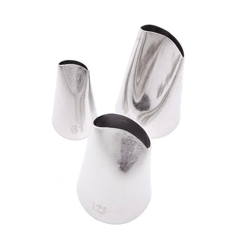 Afralia™ Stainless Steel Rose Petal DIY Cake Decorating Piping Tips - Set of 3