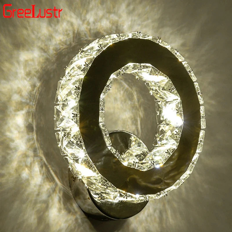 Afralia™ Chrome Crystal LED Wall Sconce for Bedroom Home Decor, Modern Mirror Design