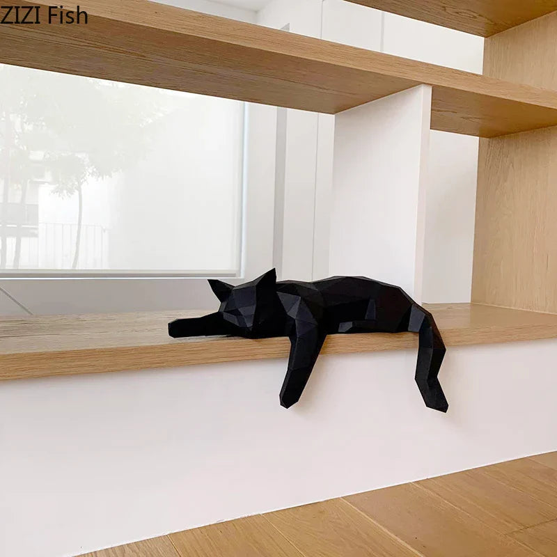 Origami Cat Decoration by Afralia™: Geometric Desktop Crafts for Modern Home Decor.