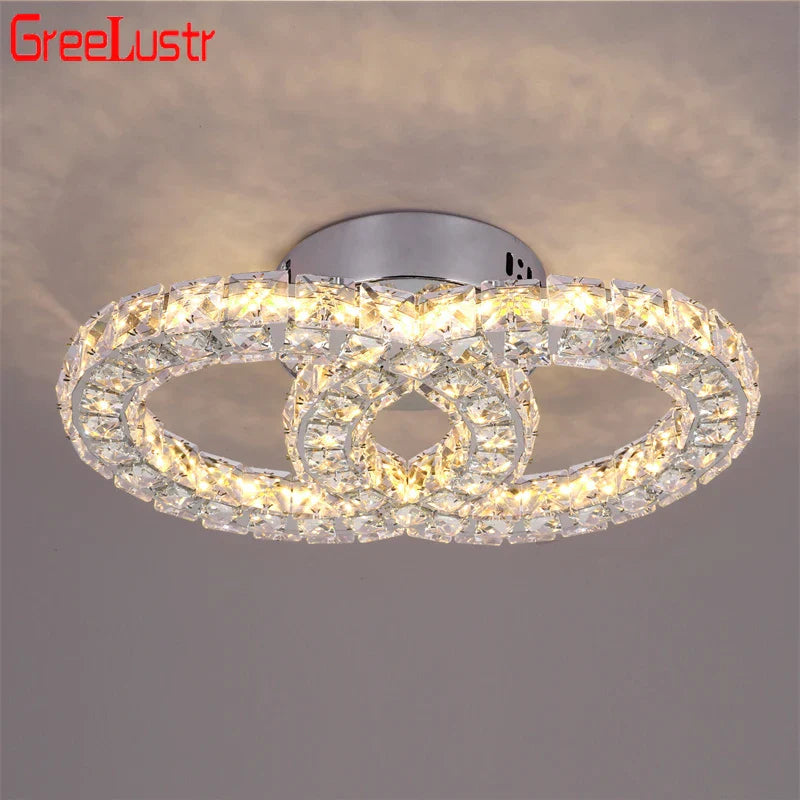 Afralia™ Modern K9 Crystal LED Ceiling Light Chandelier for Living Room, Bedroom, Home Decor