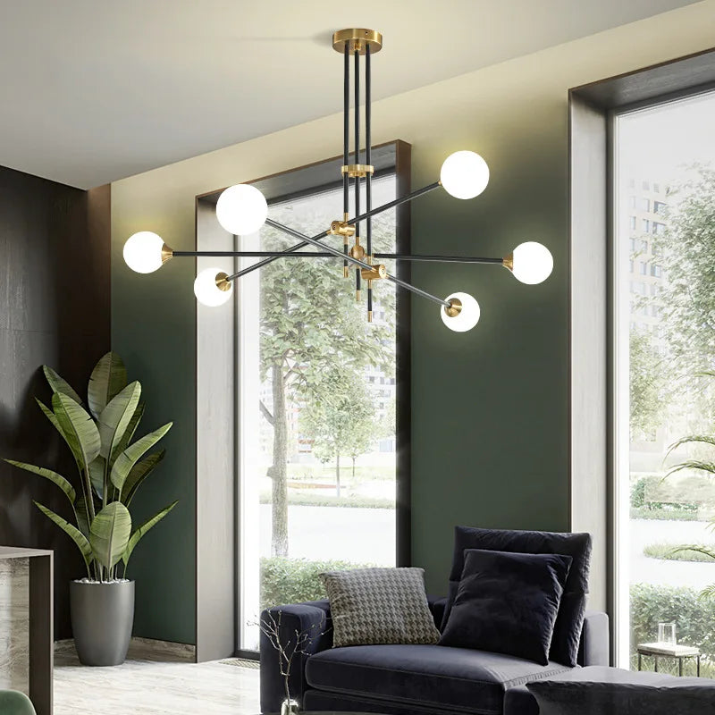 Afralia™ Geometric Glass Ball Chandelier: Post-modern LED Pendant Lights for Stylish Decor