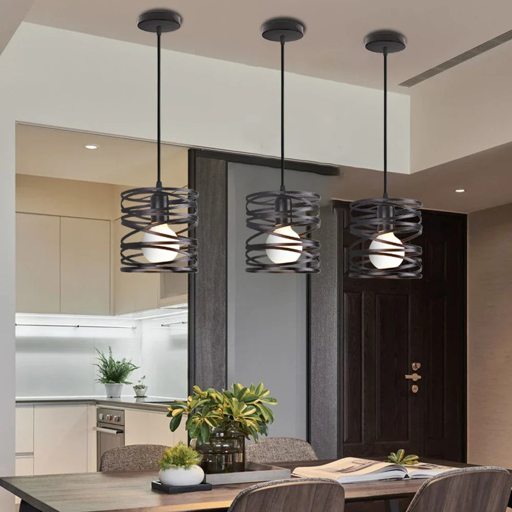 Afralia™ Ribbon Spiral Swirl LED Pendant Chandelier for Living Room & Kitchen