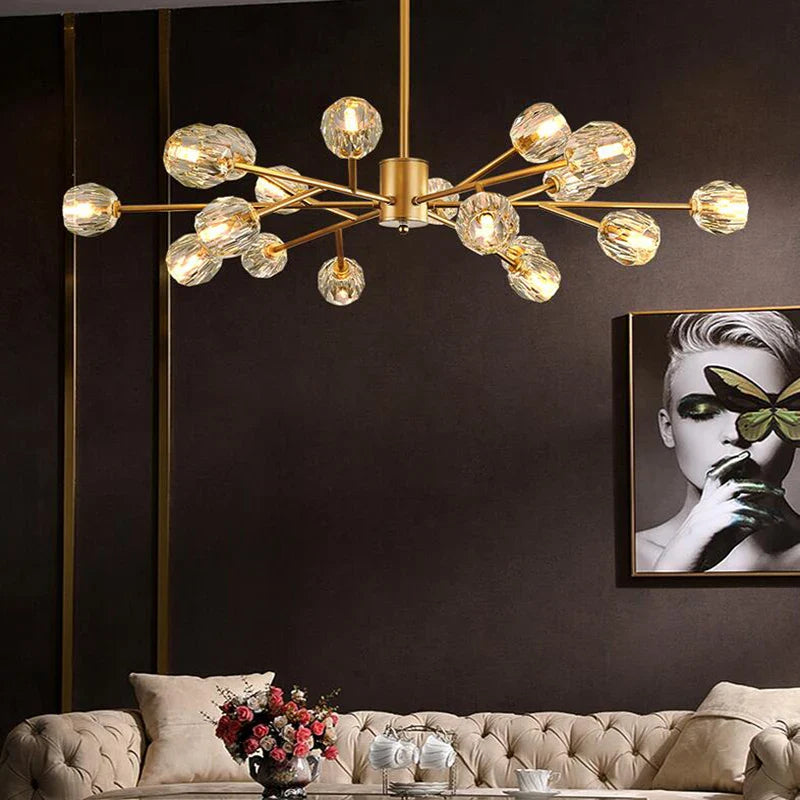Afralia™ Crystal LED Chandelier: Modern Nordic Design Copper Ceiling Light Fixture