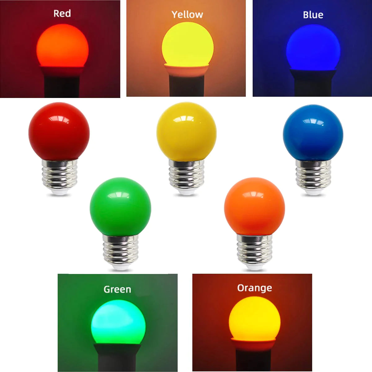 Afralia™ Colorful LED String Light Bulb 12V 24V 220V E27 1W Shatterproof Party Decor