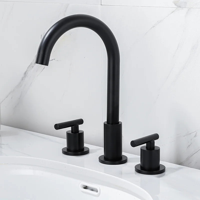 Afralia™ Luxury Gold, Black, and Chrome Basin Faucet - Hot Cold Mixer for Bathroom Sink