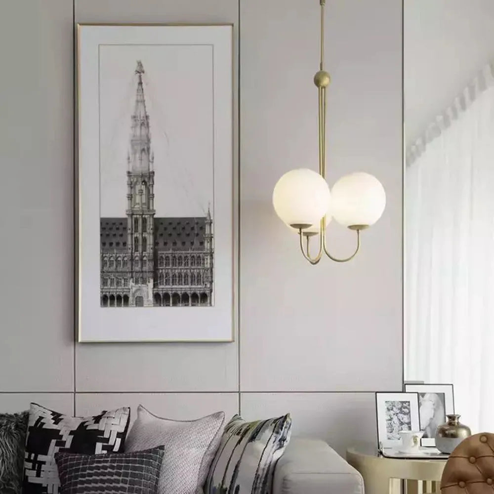 Afralia™ Nordic Glass Ball Pendant Lights Elegant Metal Pipe Angle Pendant Light