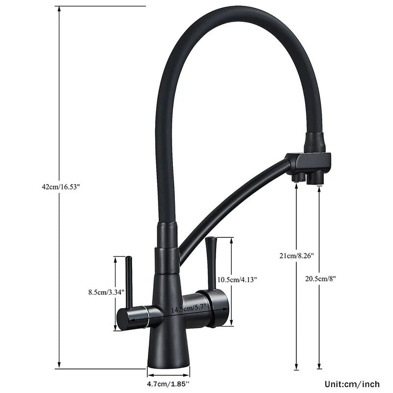 Afralia™ Black 2-in-1 Pull Down Kitchen Faucet with Filtered Water